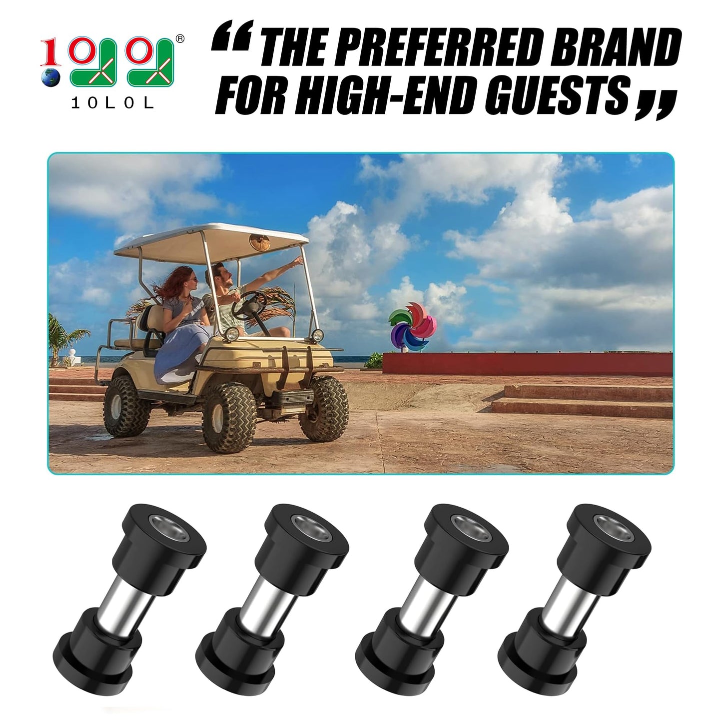 Golf Cart Rear Leaf Spring Bushings & Sleeves Kit for EZGO TXT/Medalist (94+) Gas/Electric, Club Car DS 1992-up, Include 8 Bushings 4 Metal Spacers