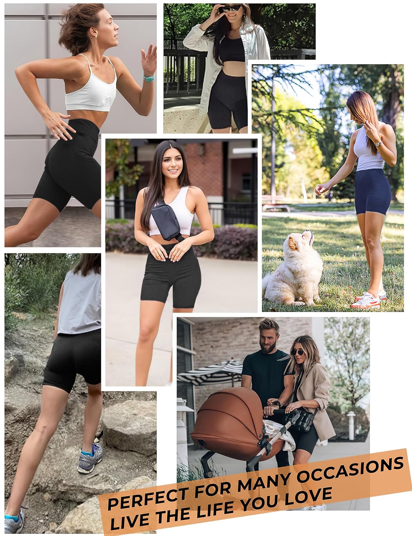 Buauty Biker Shorts Women with Pocket, 5 Inch High Waisted Pull-On Tummy Control Stretch Workout Yoga Shorts for Gym
