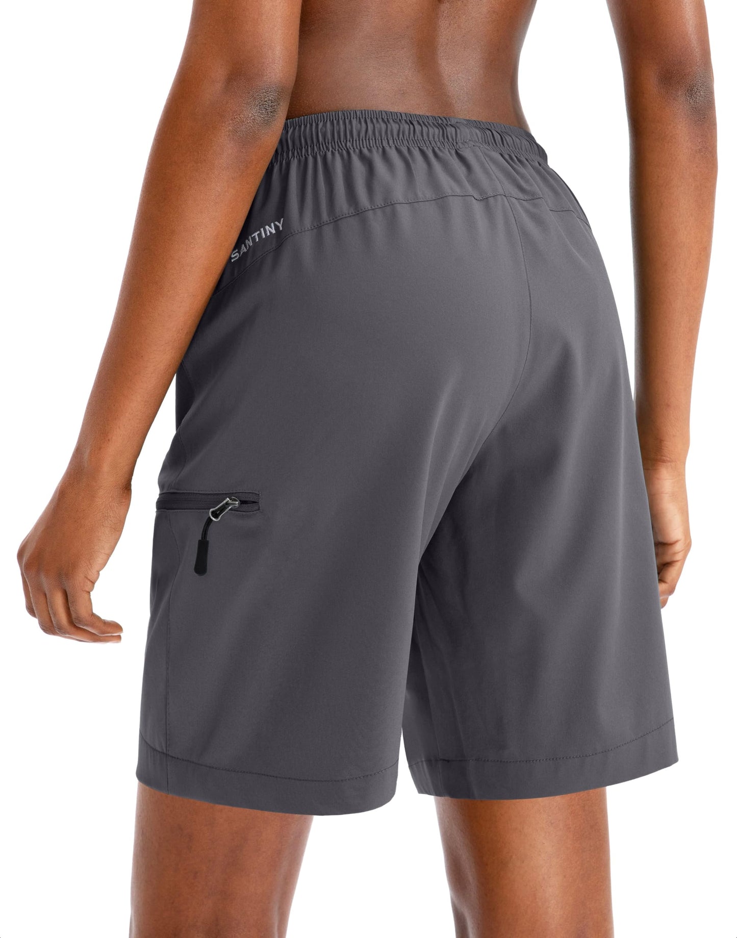SANTINY Women's 5''/ 7''/9'' Hiking Cargo Shorts Quick Dry Lightweight Summer Shorts for Women Athletic Golf Zipper Pockets(Dark Grey_M)