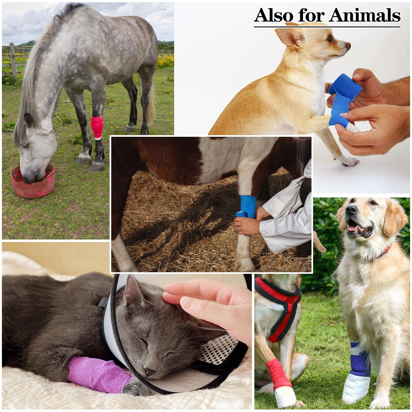 4" Self Adhesive Bandage Wraps, 6pcs Vet Wraps, Skin Color, 5 Yard Self Adherent Wraps for Sports, Wrist, Ankle and Swelling