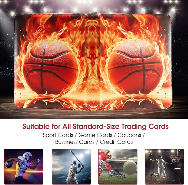 Basketball Card Binder - 900 Pocket Trading Card Holder with 50 Removable Sleeves | Durable Zipper Album Organizer