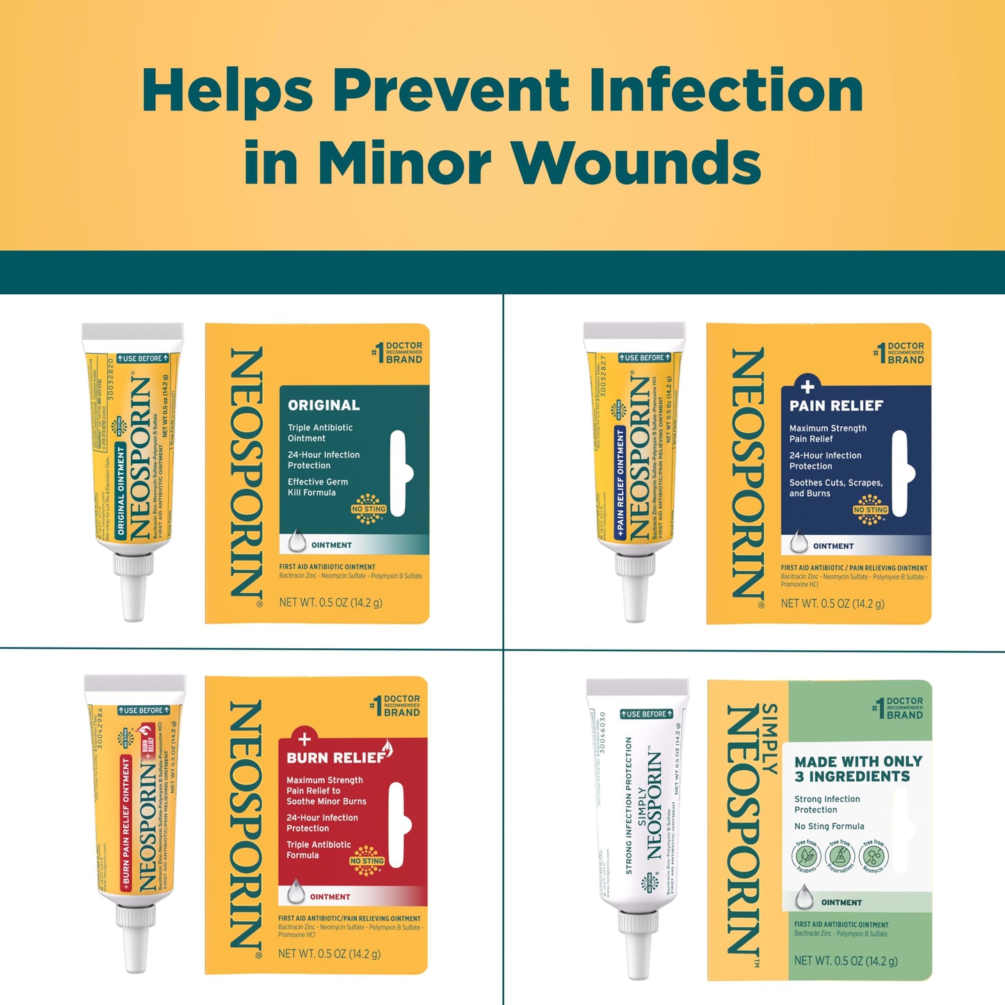 Neosporin + Maximum-Strength Pain Relief Ointment, Triple Antibiotic, Soothing Infection Protection, No-Sting Topical First Aid Wound Care for Minor Cuts, Scrapes & Burns, 1 Oz Tube