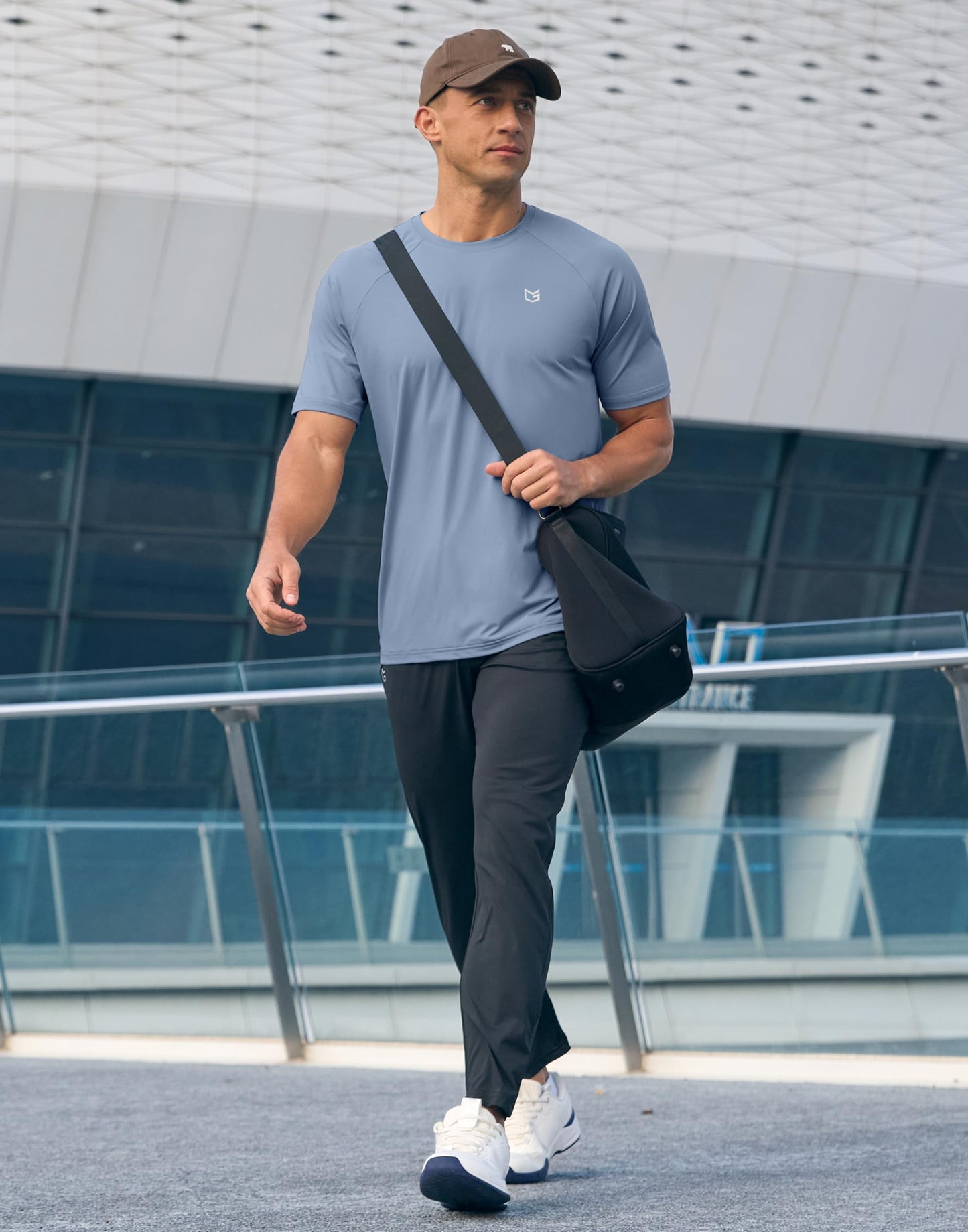 G Gradual Men's Athletic Workout T-Shirts Moisture Wicking Cooling Running Shirts Short Sleeve Performance Tee for Gym Tennis(Slate Blue,S)
