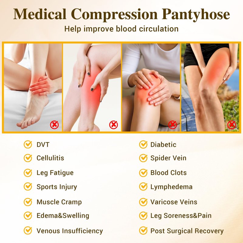 zotori Compression Pantyhose for Women, Medical Graduated Compression Tights Men, 15-20 mmHg High Waist Compression Leggings, Closed Toe Compression Stockings, Support Hoses for Edema, Varicose Veins