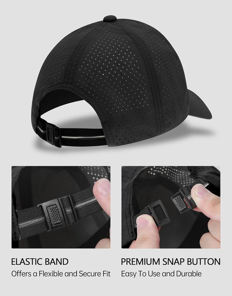 Performance Running Cap - Lightweight 100% Nylon Sport Hat with Laser-Cut Vents | Reflective Hiking Cap for Men & Women