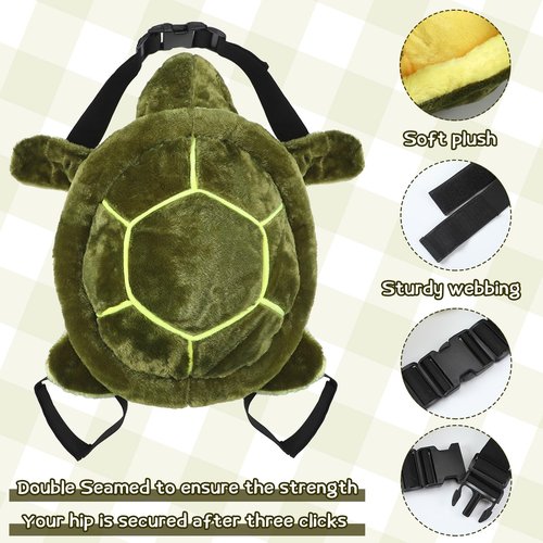 Junkin 3 Pcs Turtle Butt Pads for Snowboarding Ski Protective Gear Set Cute Turtle 3D Hip Protectors for Skating Tortoise Cushion Padded Turtle Knee Pad for Kid Adult Skiing Roller Protection (Green)