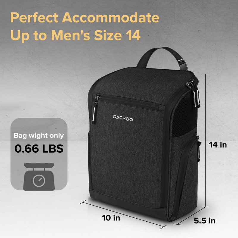 Dachgo Golf Shoe Bag Men Women, Padded Golf Shoe Carry Bags with Clasped Strap Handle & Side Ventilation, 3 Pockets for Golf Tees, Balls & Accessories, Perfect for Sport Golf Baseball Soccer