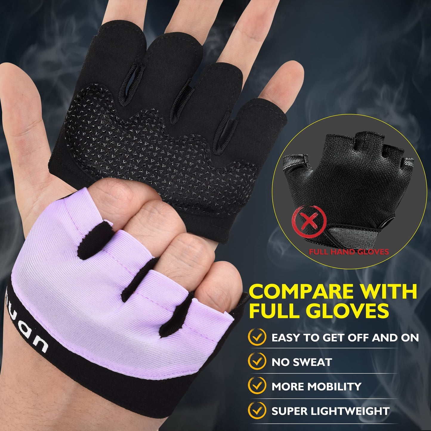 ihuan New Weight Lifting Gym Workout Gloves Men & Women, Partial Glove Just for The Calluses Spots, Great for Weightlifting, Exercise, Training, Fitness