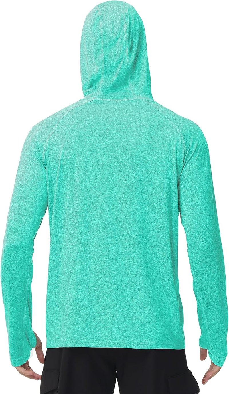 Men's UPF 50+ Fishing Shirt - Long Sleeve UV Sun Hoodie for Hiking, Running & Athletic Workouts