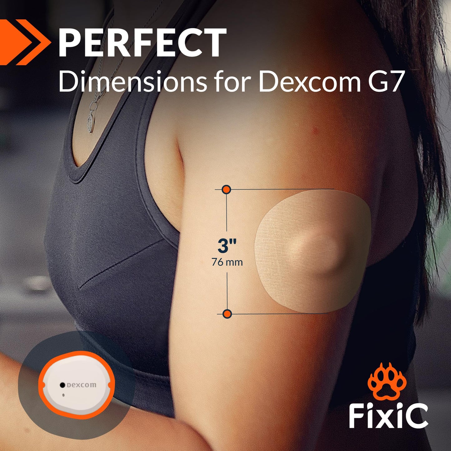 Fixic G7 Over Patches - 25 Pack - Premium Adhesive Patches Compatible with Dexcom G7 & Stelo CGMs - Waterproof Adhesive - Pre-Cut Back Paper - Long Fixation for Your Sensor! (Upgraded, Tan)