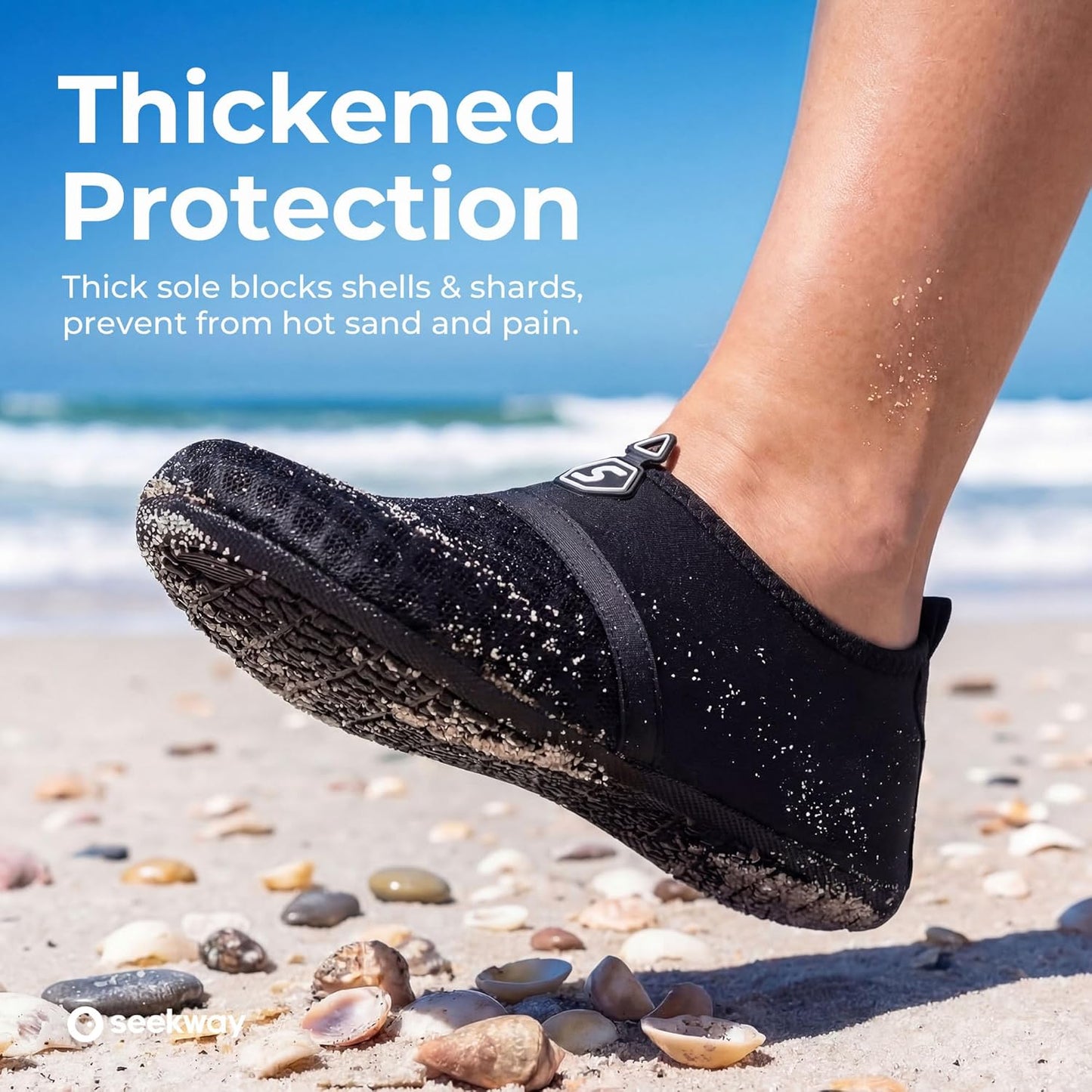 Water Shoes for Men & Women - Quick-Dry Aqua Socks for Beach, Pool, and River | Slip-On Black