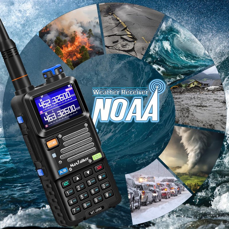 5RM Ham Radio Handheld 10W: Ham Rasios Long Range with NOAA Weather Receiver, Upgraded Antenna, Speaker Mic, Programming Cable, 2500mAh Battery Type-C Charging for Work,Camping,Hunting Essential 2Pack