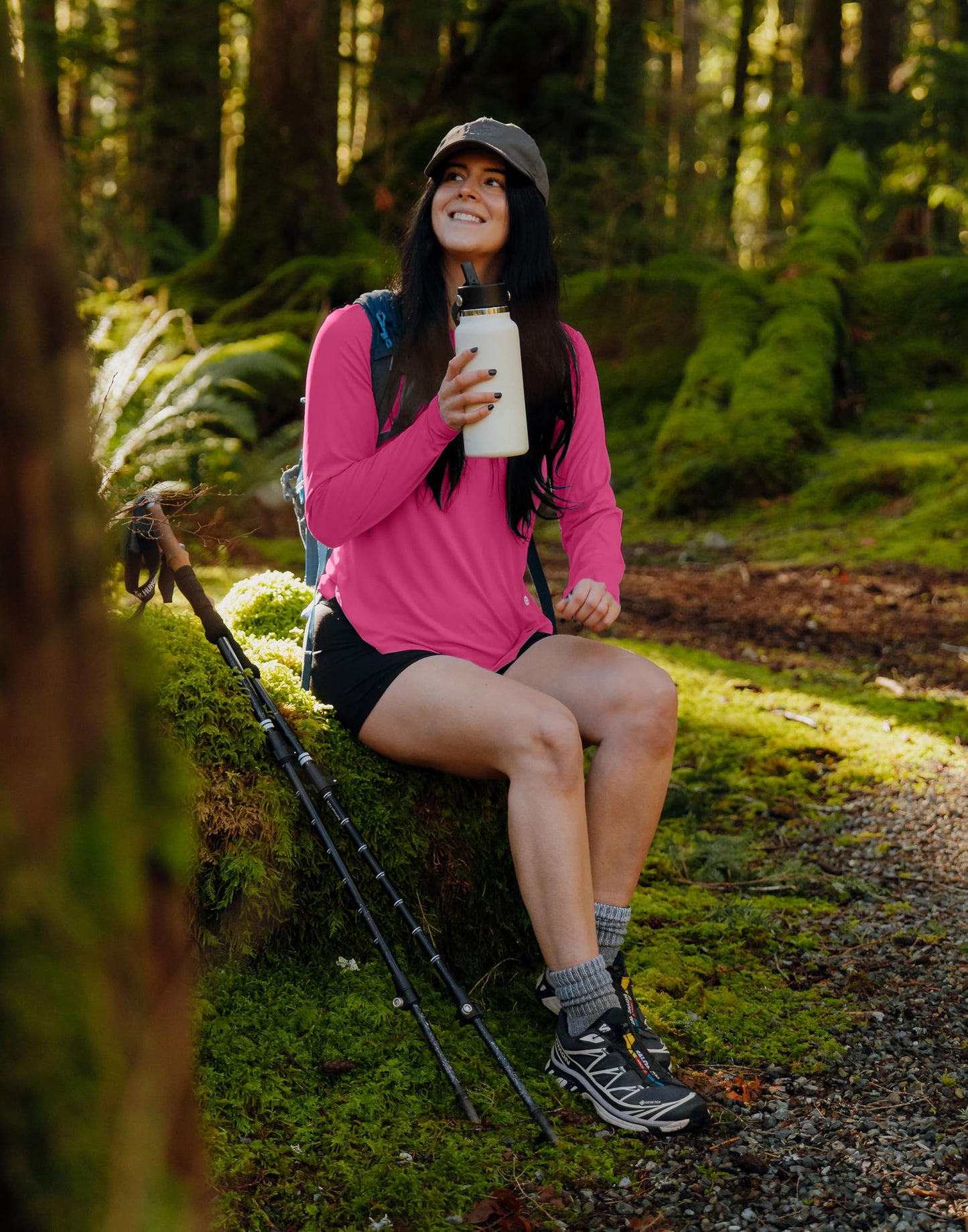 Women's Sun Shirts UPF 50+ Long Sleeve UV Protection Shirt Lightweight Quick Dry Workout Hiking Tops for Women(Granita Pink,XL)