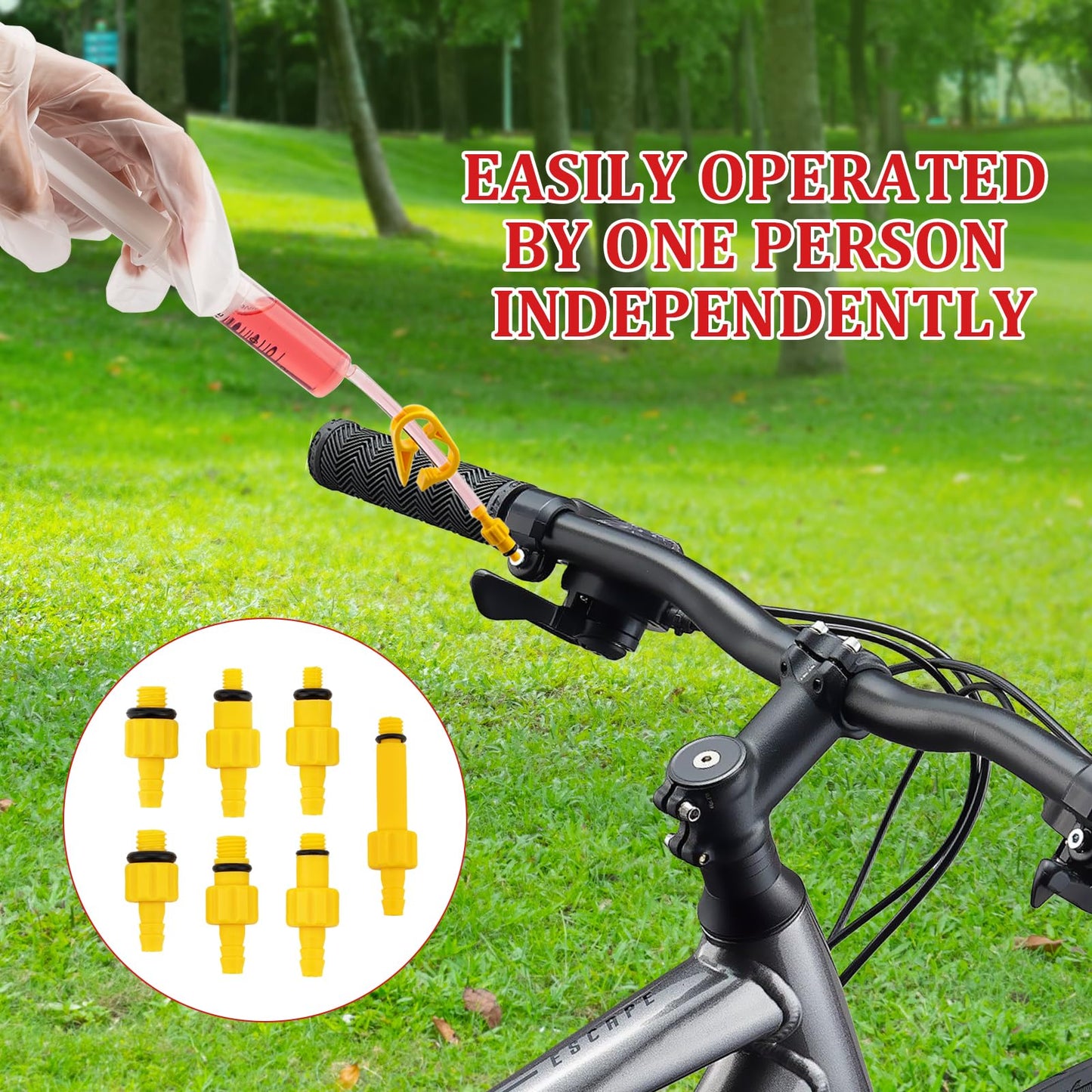 Brake Bleed Kit for Shimano, TEKTRO, TRP Hydraulic Disc Brakes, Brake Fluid Bleeder Kit for MTB/Road, with Performance Mineral Oil Brake Fluid 120ml/4oz, Professional Brake Bleed Kit