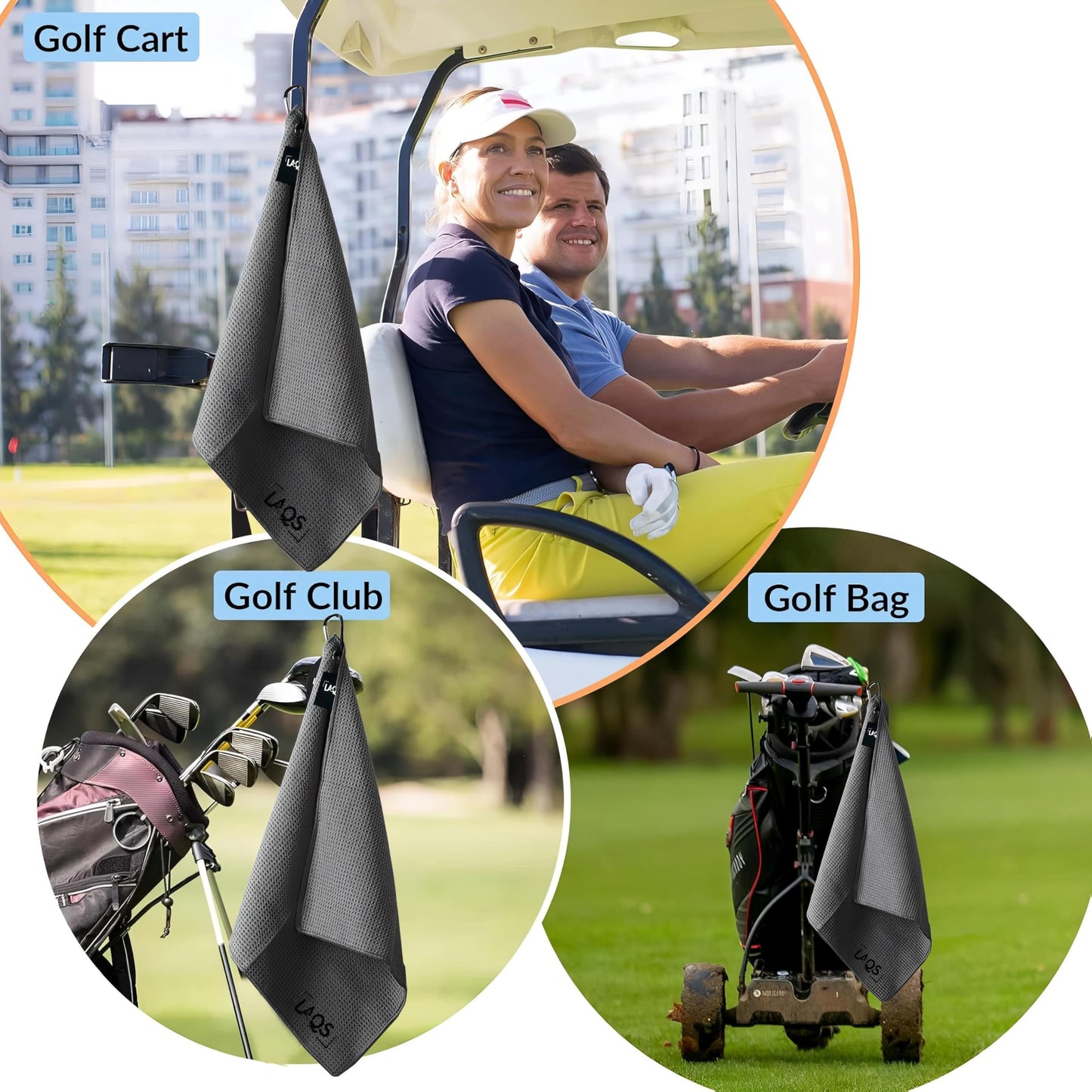 LAQS Magnetic Golf Towel 24 x16 – Premium Waffle Weave Microfiber Golf Rag with Strong Magnet and Clip for Clubs & Carts – Ultra-Absorbent, Quick-Dry Golf Towel for Cleaning Clubs & Balls