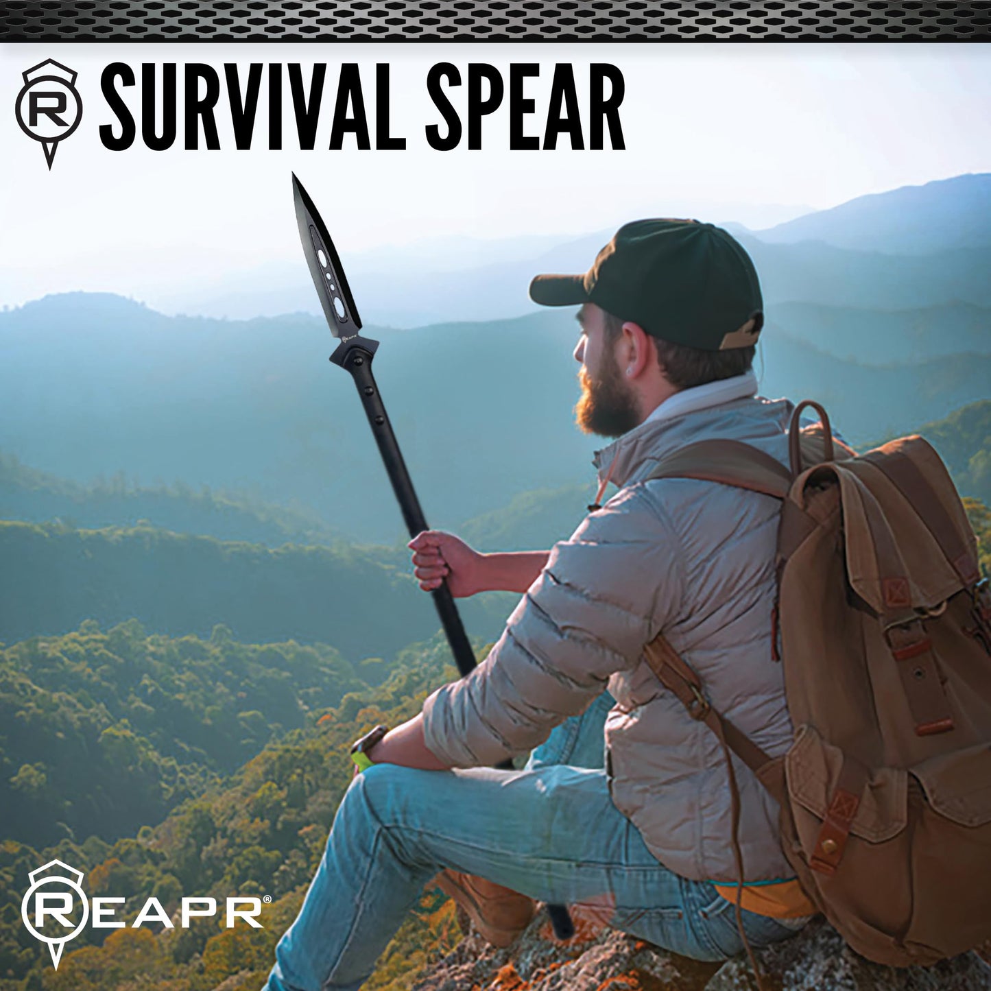 Reapr SURVIVAL SPEAR with Sheath, Fixed Blade Throwing Tool for Camping, Hunting, Outdoor Recreation, Fathers Day Gift for Dad