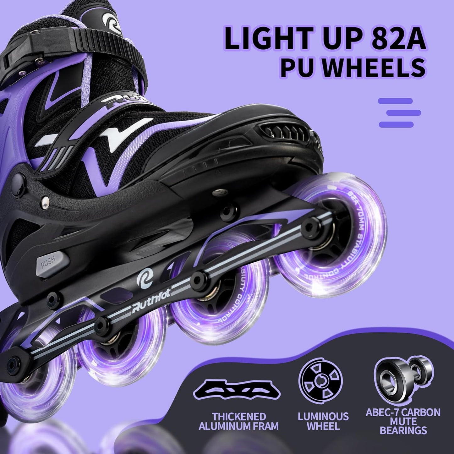 Adjustable Inline Skates for Boys & Girls - Full Light Up Wheels | Outdoor Rollerskates for Kids & Women