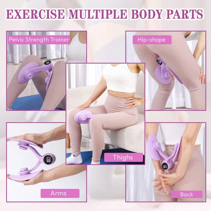 Thigh Hip Trainer Kegel Exerciser 0-120 Lbs Adjustable Resistance, Pelvic Floor Exercise Devices, Inner Thigh Exerciser for Women Men, Thigh Exercise Equipment (Purple)