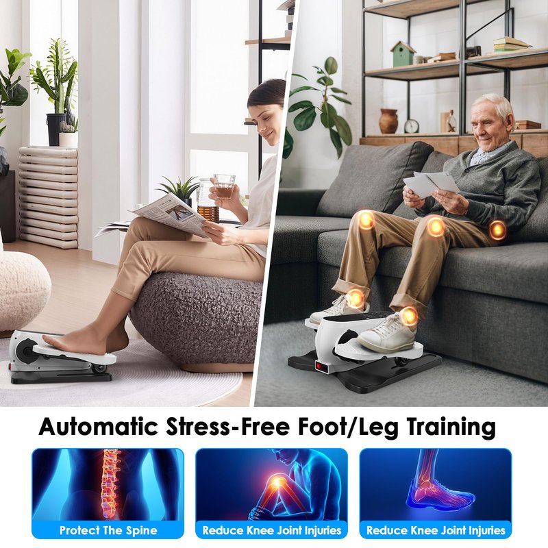 As Seen on TV Under Desk Elliptical Machine, Electric Leg Exerciser with Remote 12 Speeds, Quiet Portable Pedal Exerciser for Seniors at Home Office