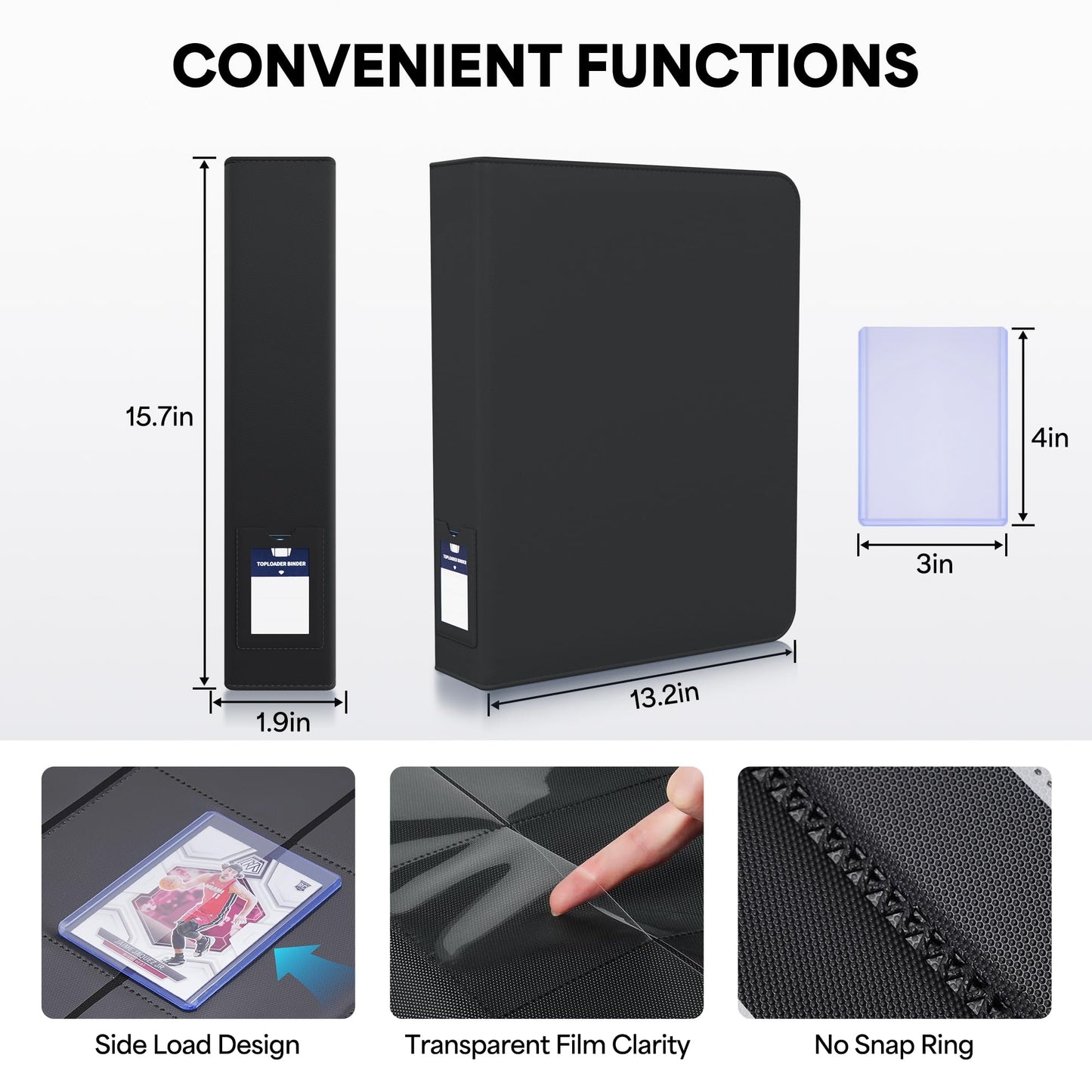 9 Pocket Top Loaders Trading Card Binder for 324 Cards Premium Zip Card Book Holder Label Design Card Binder for Trading Cards Intended For YuGiOh Sports Cards TCG MTG Game Cards(Black)
