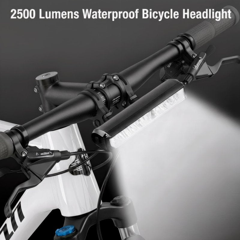 Energlow 2500 Lumens Bike Light | USB-C Rechargeable 5-LED Bicycle Headlight | IPX4 Waterproof, 5 Modes with White & Yellow Dual Beam | Long Runtime Front Cycling Light for Road, MTB, Commuter Safety