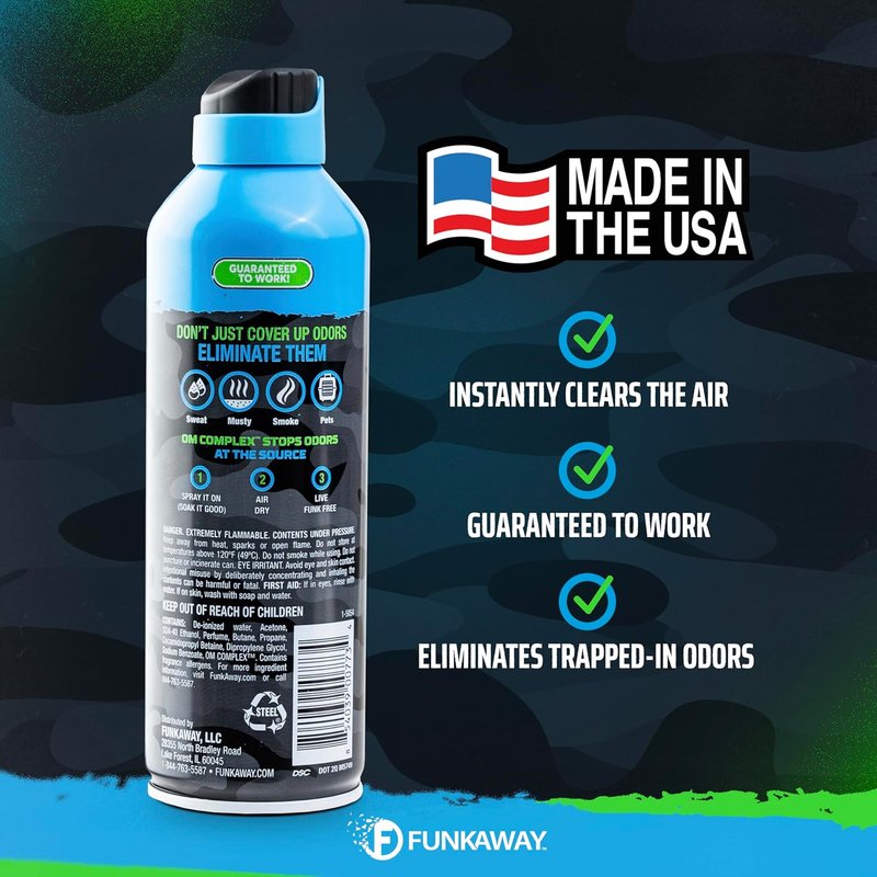 FunkAway Extreme Odor Eliminating AeroSpray - Military Grade Formula | 6 oz. for First Responders, Removes Smoke & Pet Odors