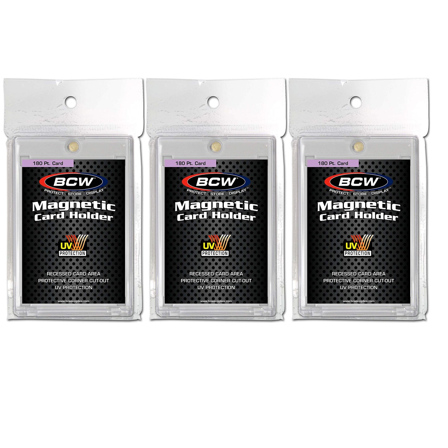 BCW Magnetic Card Holder -180 PT Thickness - 3 Pack | Protective Display Card Case with Secure Gold Magnet Closure | UV Protection, Quick Access Design for Sports, Gaming, and Collectible Cards