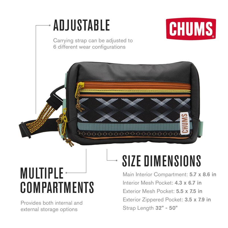 Chums Rover Crossbody Sling Bag for Women & Men – Convertible, Multi-Pocket Day Pack for Travel (Western Black)