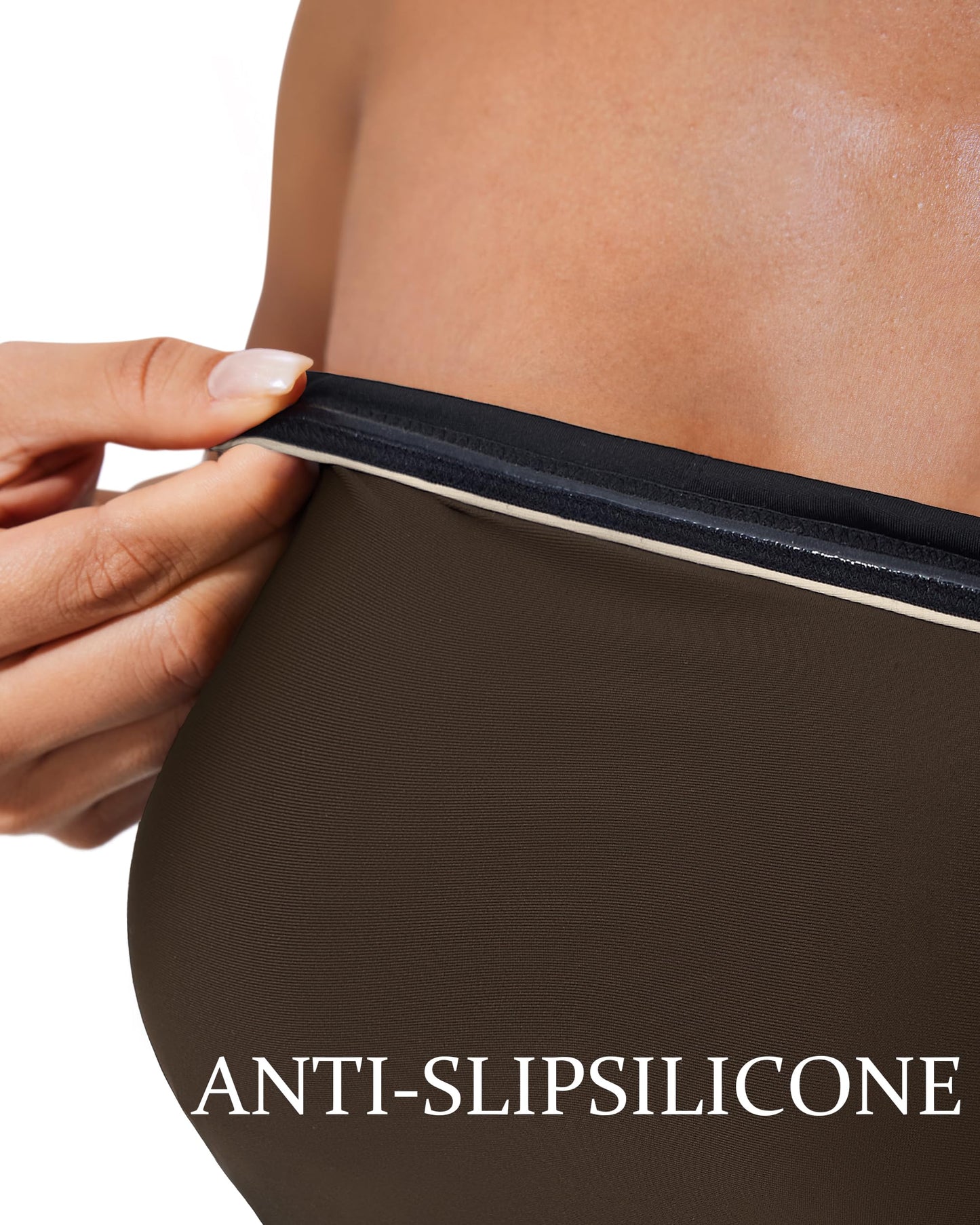 SUUKSESS Women Sexy One piece Tummy Control Swimsuit Strapless Bandeau Slimming Halter Swimwear 2025 Colorblock Backless Bathing Suit (Brown,Medium)