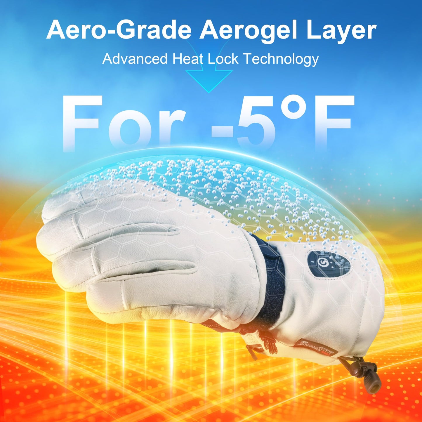 SAVIOR HEAT Heated Gloves for Men Women, EH 8 Pro Electric Leather Ski Gloves for Extreme Cold -5℉, Aero-Grade Aerogel 3M Insulation, 3000mAh Rechargeable Battery Waterproof for Skiers (X-Large)