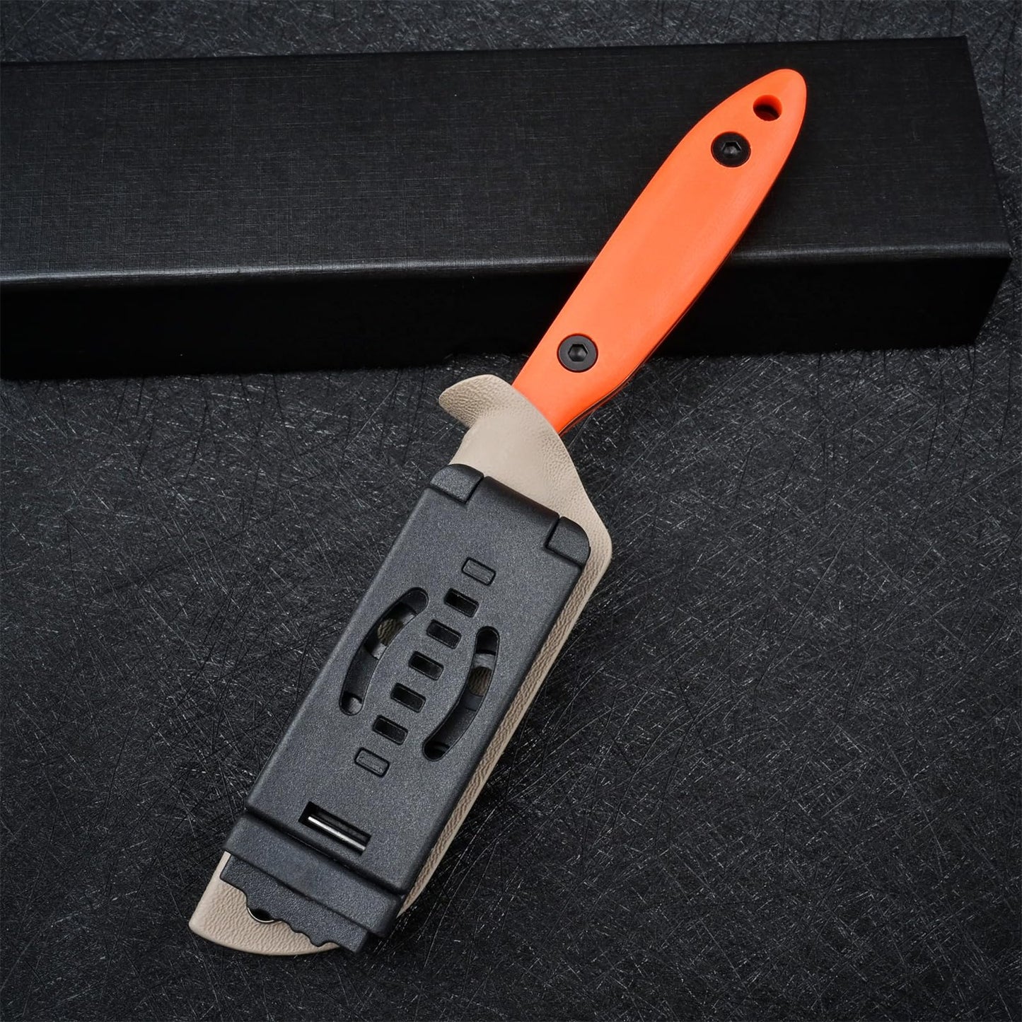 SDOKEDC Knives DC53 Steel Tactical Fixed Blade Knife with kydex sheath for Men EDC Outdoor Camping Survival Hunting (Orange handle)