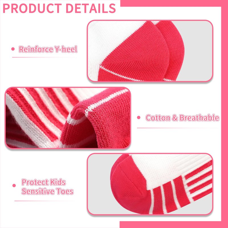 SPTRAMLE 12 Pairs Girls Socks, Athletic Socks for Girls Ankle Sock Cotton Running Sock with Tab for Kids 5-7 Years