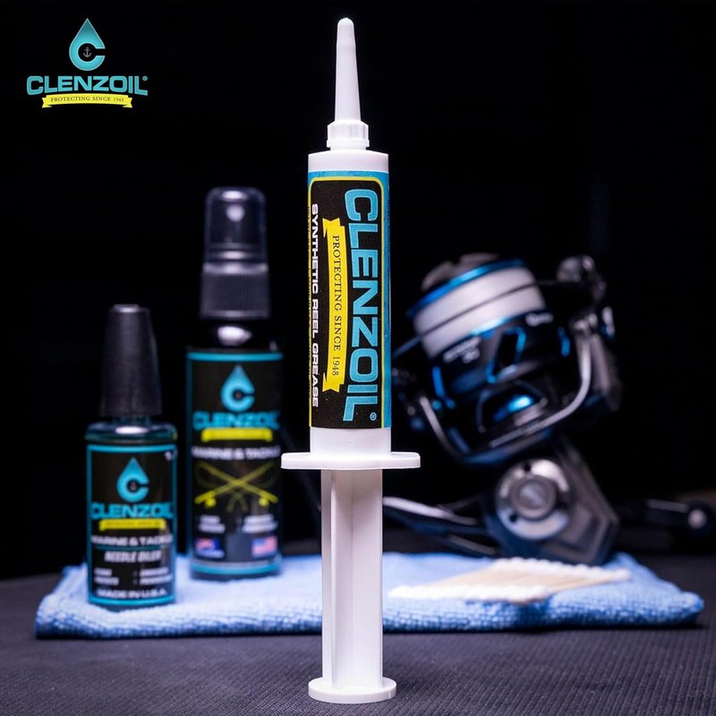 Clenzoil Synthetic Reel Grease Syringe | 100% Synthetic Fishing Reel Lubricant - Rust Prevention - 0.5 oz