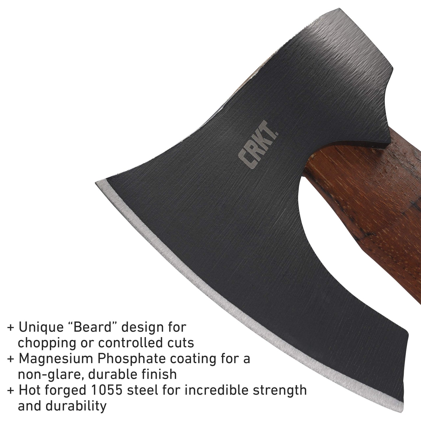 CRKT Freyr Axe: Outdoor Axe with Deep Beard Design, Forged Carbon Steel Blade, and Hickory Wooden Handle 2746