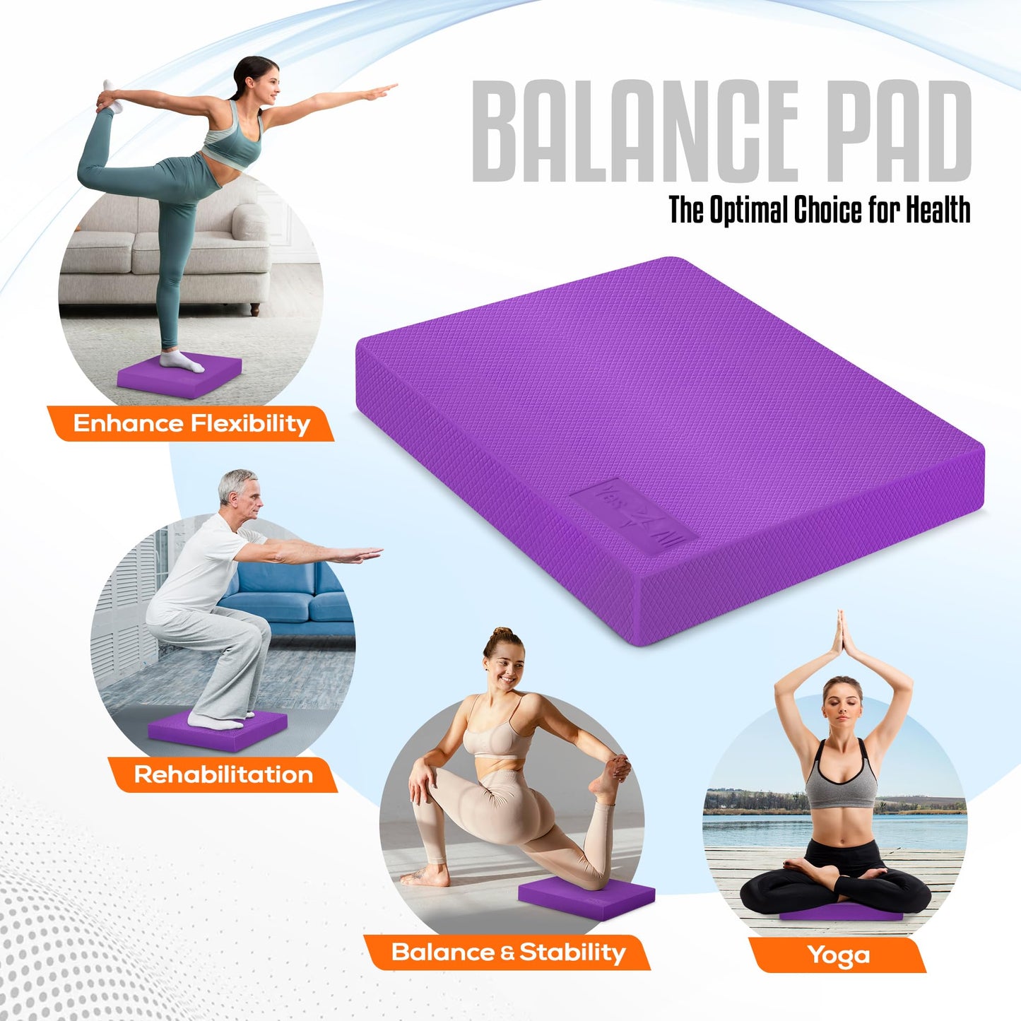 Yes4All Upgraded Size Foam Pad for Exercise, Non-slip Foam Balance Pad Physical Therapy, Yoga & Stability Training Balance Mat