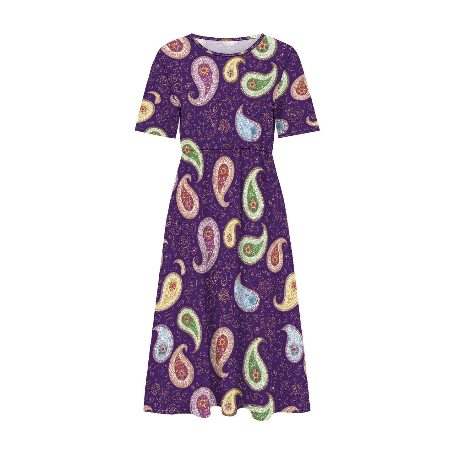 Medlor Womens Midi Dresses Casual Short Sleeves Scoop Neck Floral Print Flowy Beach Vacation Trendy Dress with Pocket for 2025 Summer
