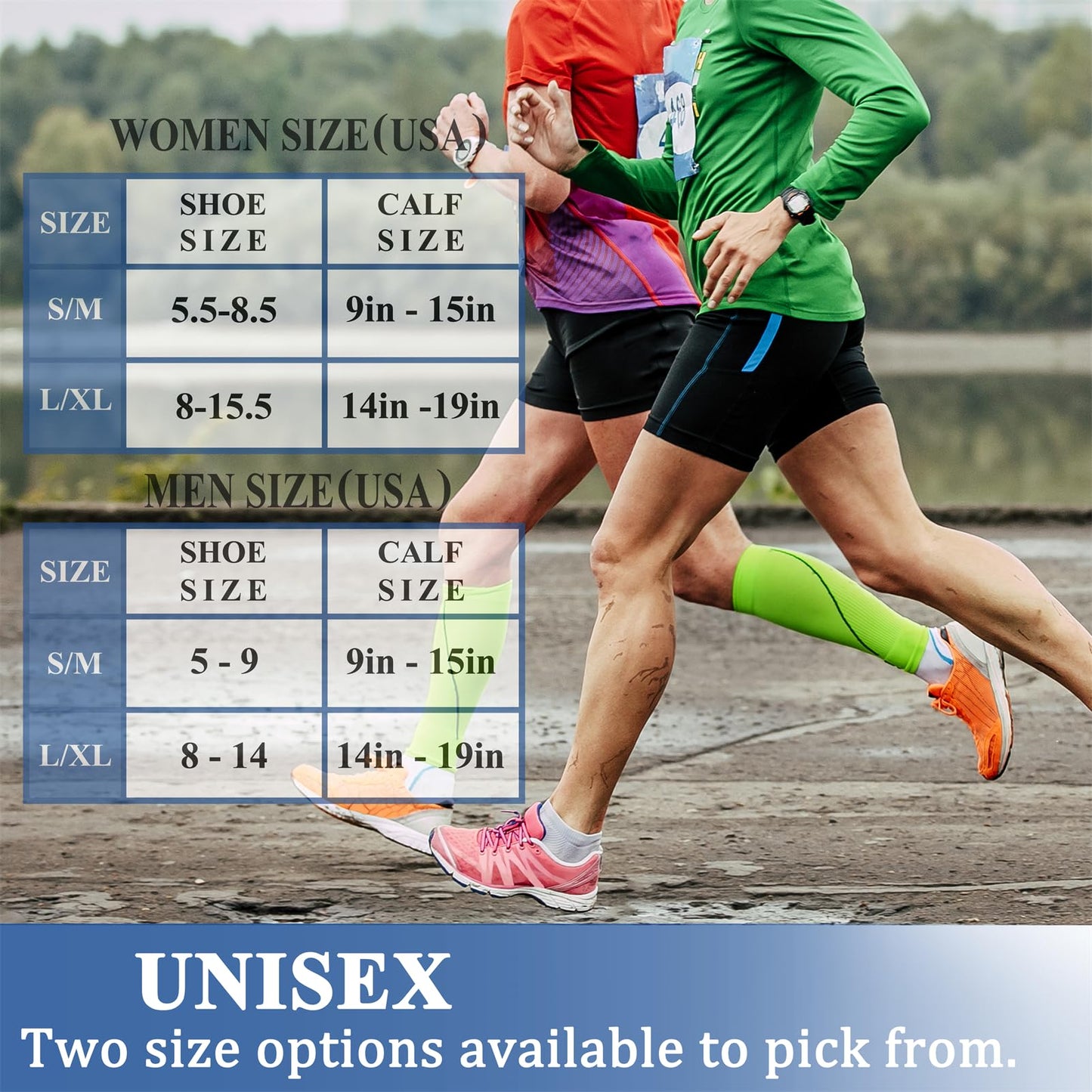 CHARMKING Compression Socks for Women & Men (8 Pairs) 15-20 mmHg Graduated Copper Support Calf Socks are Best for Pregnant, Nurses - Boost Performance, Circulation, Knee High Wide Calf(S/M, Multi 54)