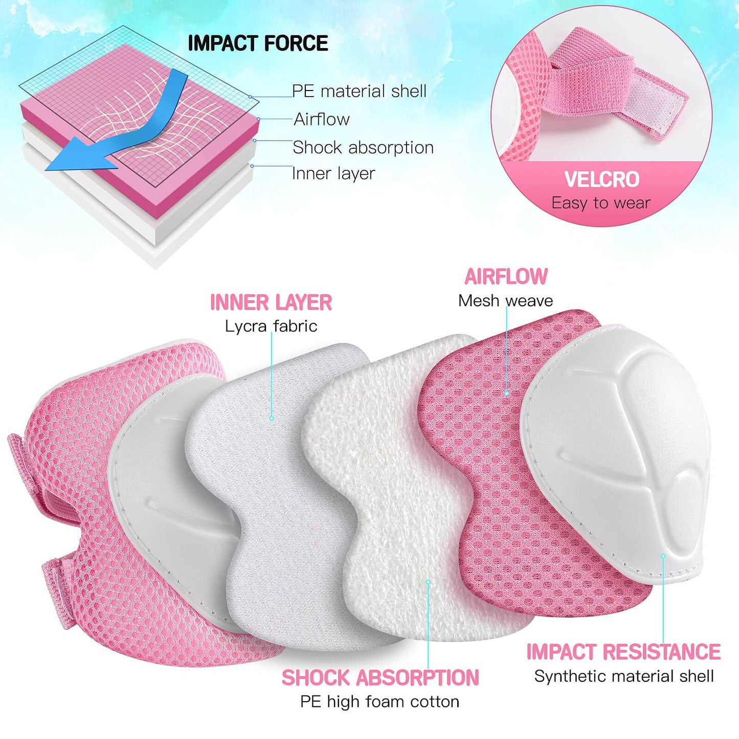 Wemfg Kids Protective Gear Set Knee Pads for Kids 3-14 Years Toddler Knee and Elbow Pads with Wrist Guards 3 in 1 for Skating Cycling Bike Rollerblading Scooter