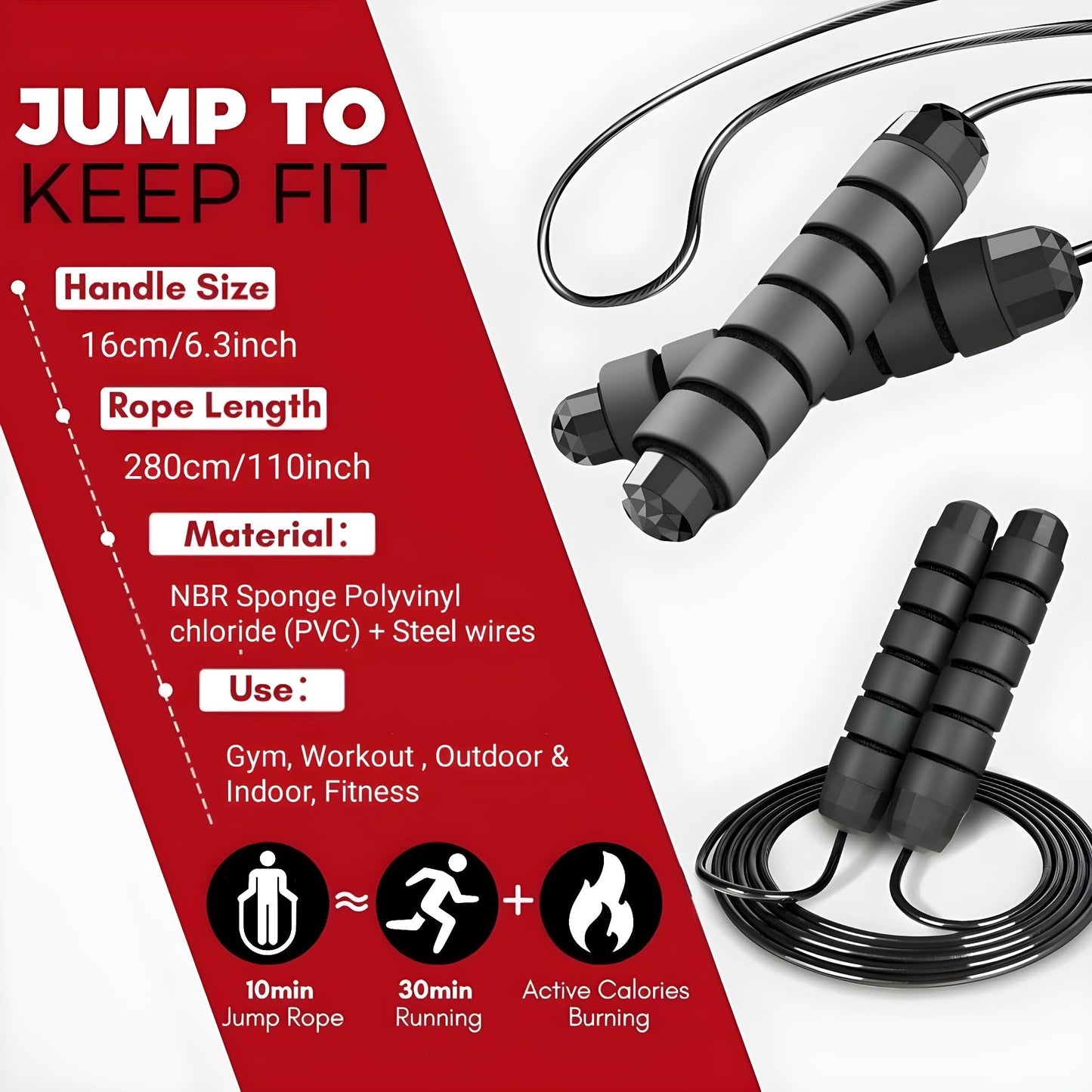 Jump Rope - Tangle-Free Rapid Speed with Ball Bearings -jump Rope for Men, Women, Kids and Adults – Home Exercise and Slim Body Adjustable Speed Jump Ropes for Fitness at Home Gym Workout