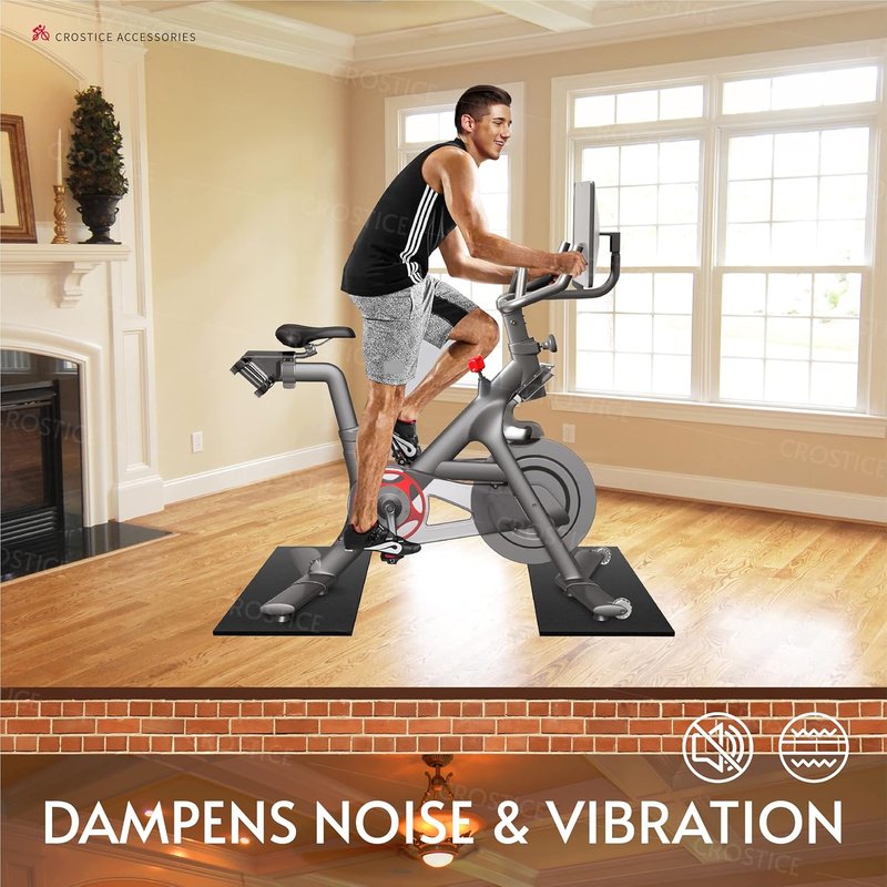 Double Mat for Peloton Bike & Concept 2 Rowing Machine - 6mm Thick, Protects Hardwood Floors | Home Gym Accessory