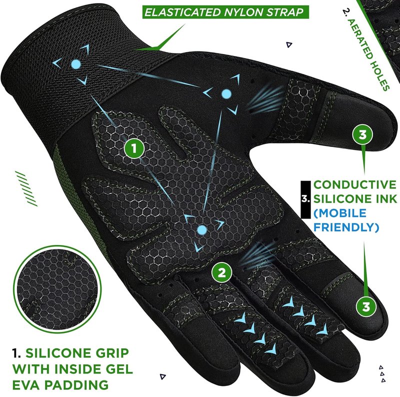 Weight Lifting Gloves - Full Finger Touch Screen, Breathable Anti-Slip Palm Protection | Fitness Training for Men & Women