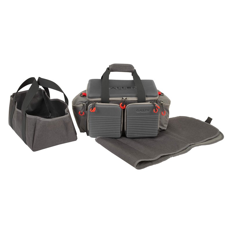 Allen Company Competitor Gun Range Bag - Premium Molded Design - Lockable - Included Internal Tote, Choke Tube Loops, and Fold-Up Gun Mat - 16.6" L x 9" W x 11.8" H - Gray