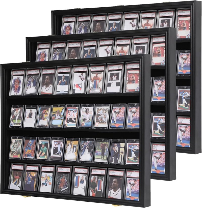 Sports Card Display Frame - 3 Pack Lockable Acrylic Holder for Baseball, Basketball & Football Cards | UV Protection