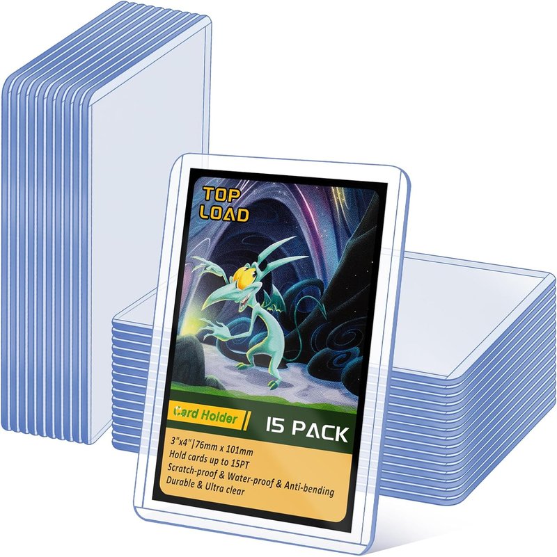 Top Load Card Sleeves - 15 Pack Hard Plastic Protectors for Trading, Baseball & Game Cards | 3"x4"