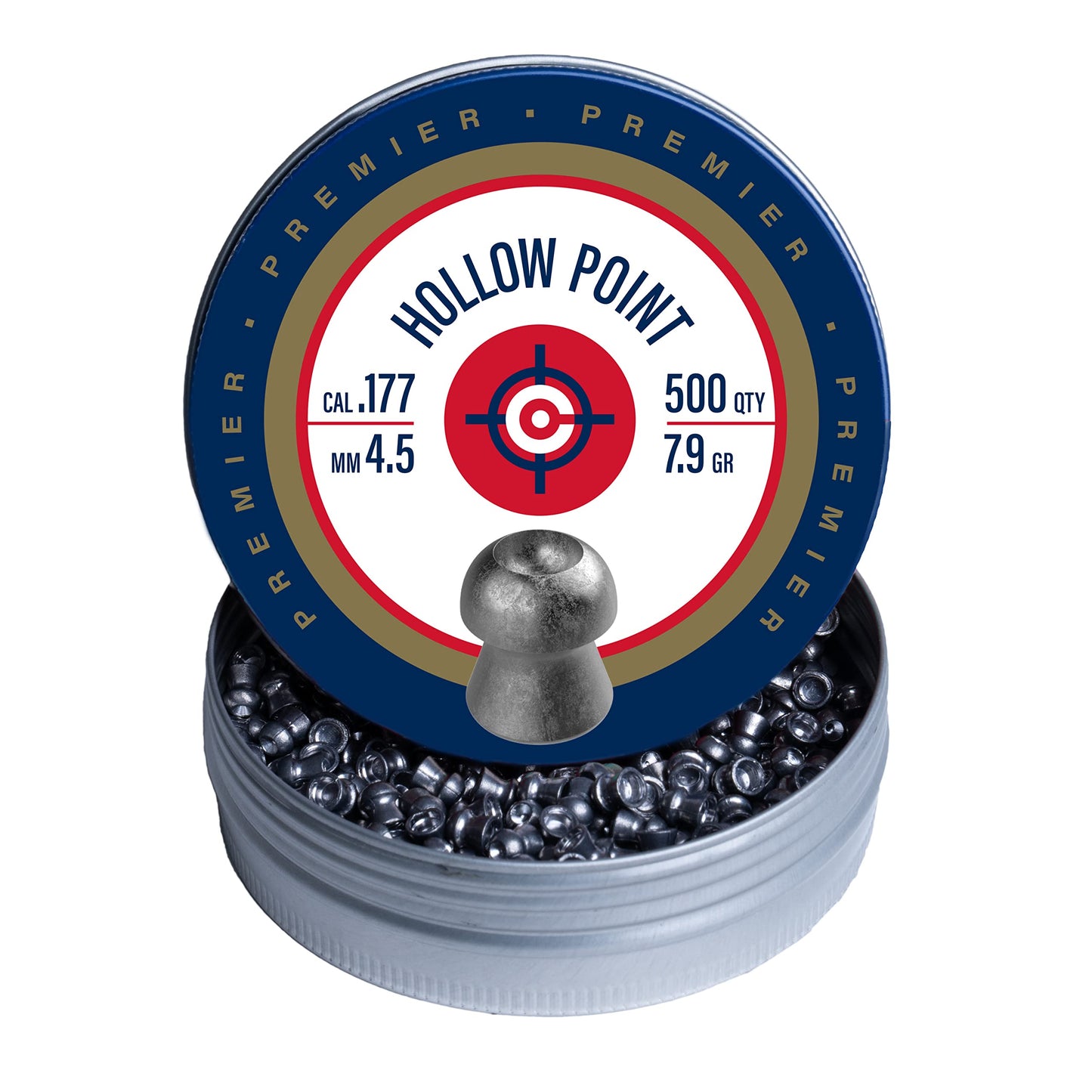 Crosman Premier LHP77 .177-Caliber Hollow Point Pellets, metallic(500-Count)(Packaging May Vary)