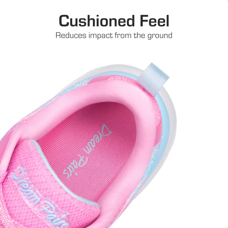 DREAM PAIRS Girls Shoes Sneakers Kids Tennis Shoes Lightweight Lace Up Running Casual Walking Shoes,Size 12 Little Kid,Hot Pink/Rainbow,KKUMRS2507