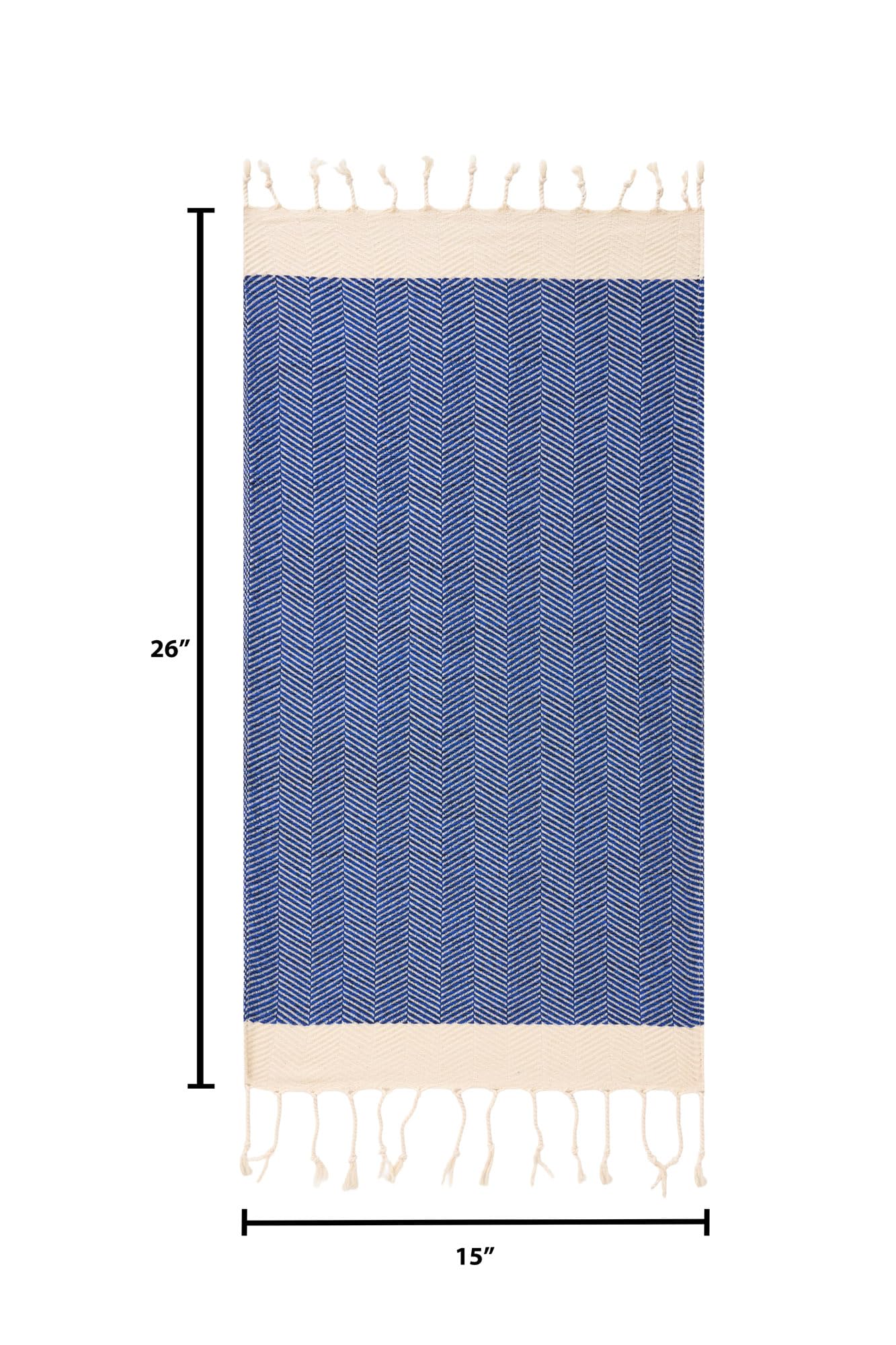 BAY LAUREL Turkish Hand Towel – Pack of 2 | Soft & Absorbent Decorative Towels for Bathroom, Hand, Face, Hair, Gym, Yoga, SPA, Kitchen & Tea | Boho Decor (Azure, Herringbone 15x26 Inches (Set of 2)