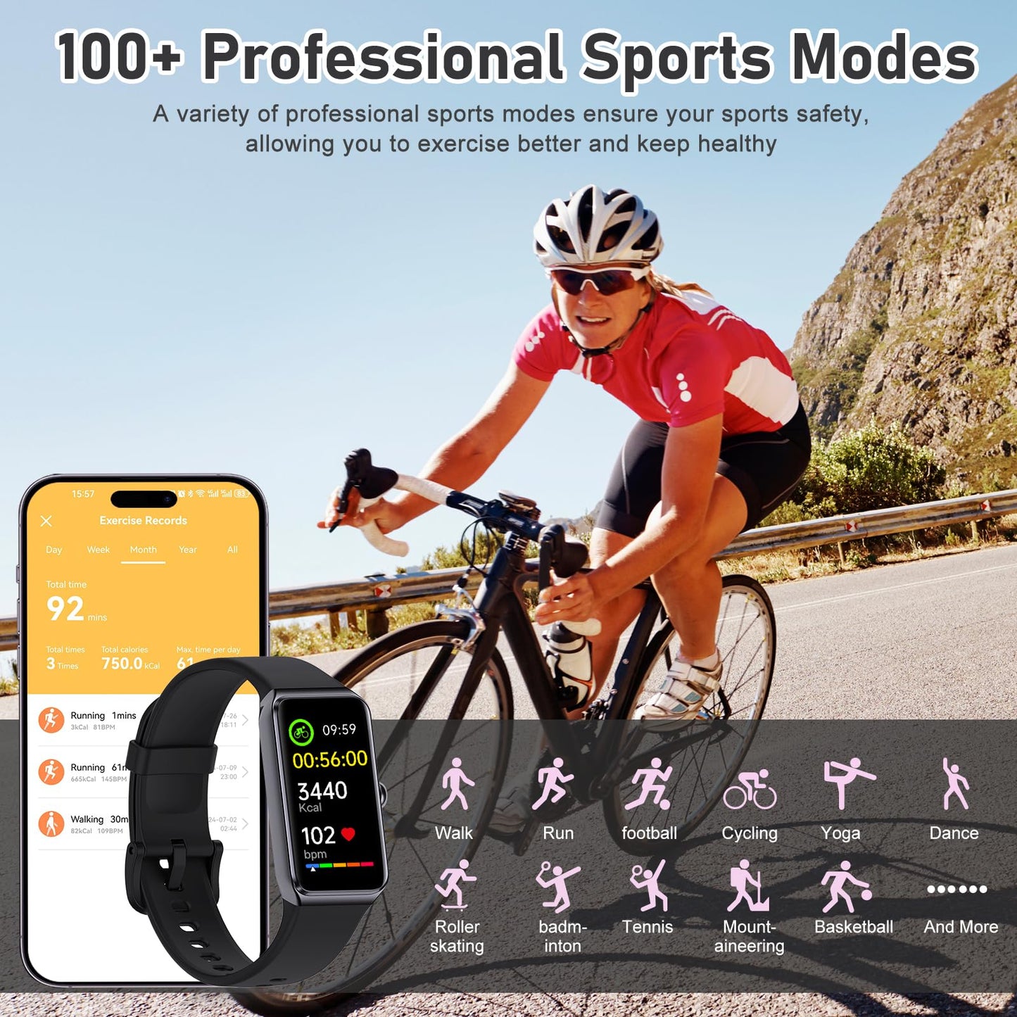 ST-CARE Fitness Tracker with Step Counter/Calories/Stopwatch, Activity Tracker, Health Tracker with Heart Rate Monitor, Sleep Tracker,1.47 Touch Color Screen, Pedometer Watch for Women Men