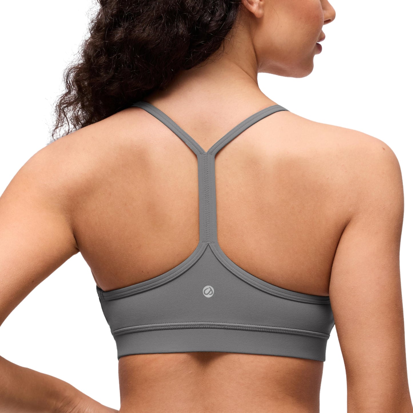 CRZ YOGA Butterluxe Y Back Sports Bras for Women - Padded Racerback Low Impact Spaghetti Thin Strap Workout Yoga Top Ash Grey Large