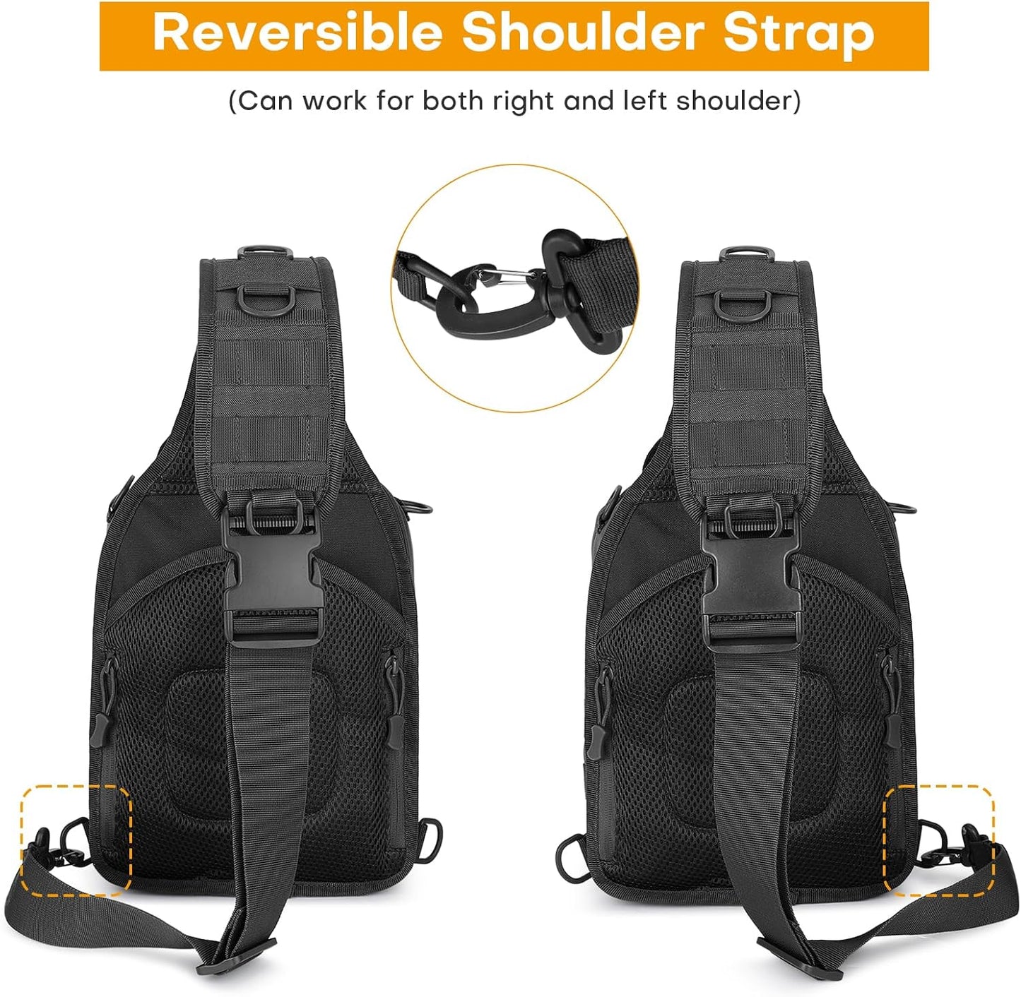 HUNTVP Tactical Sling Bag for Men - Concealed Carry Crossbody Backpack with Holster & Accessory Slots | Black
